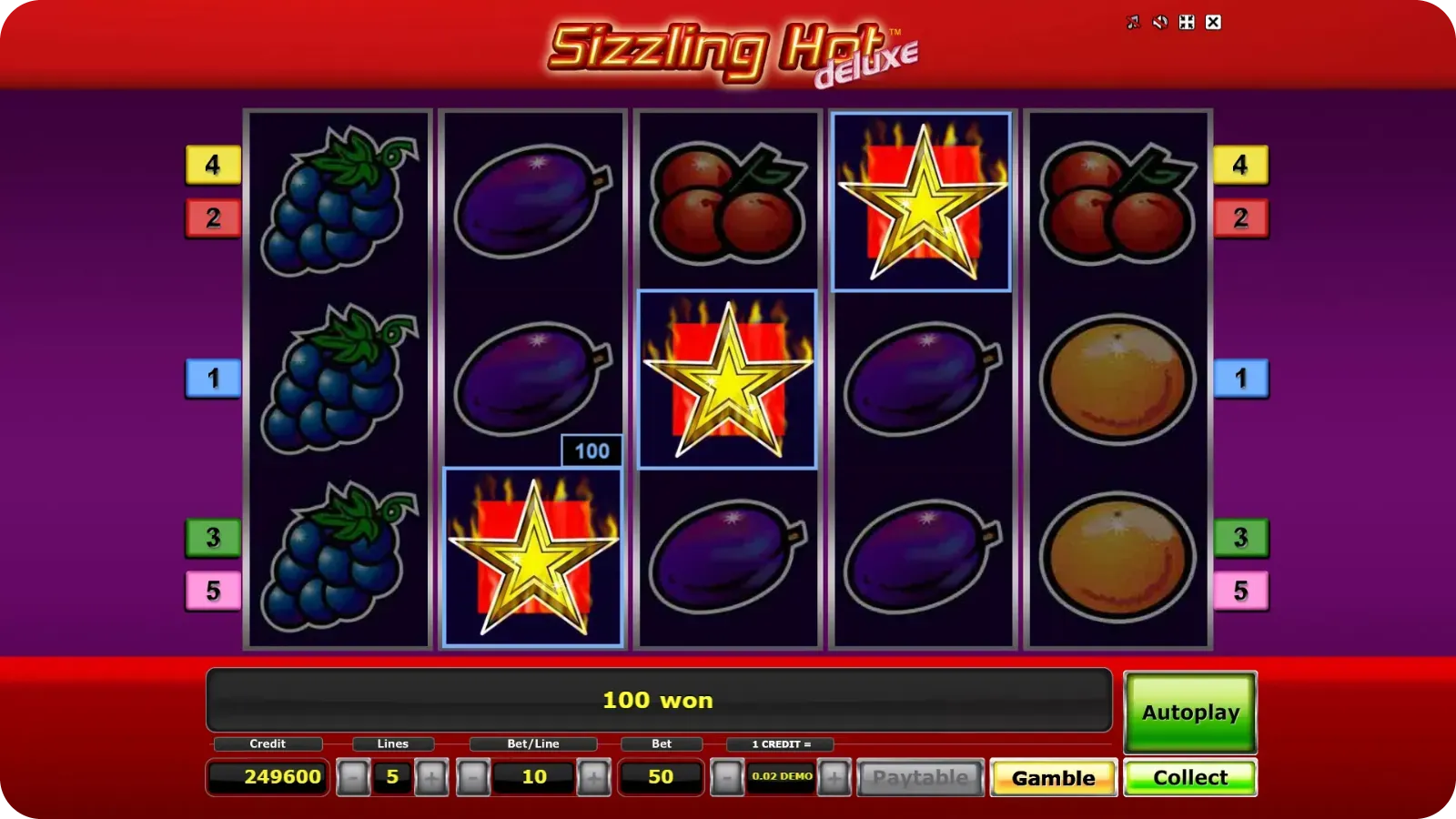 Scatter Star Symbol on the reels in Sizzling Hot Deluxe