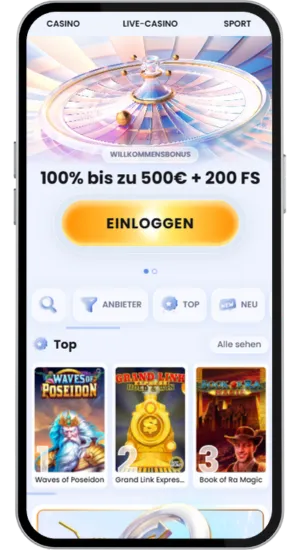 Startseite eines deutschen Partner-Casinos