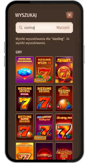 Wyszukiwanie gry Sizzling Hot Deluxe w lobby kasyna