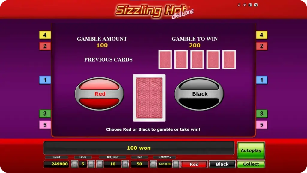 Runda de risc în Sizzling Hot Deluxe