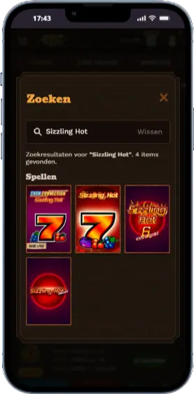 Zoekfunctie voor Sizzling Hot Deluxe in de casino-lobby