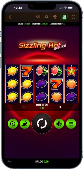 Start van Sizzling Hot Deluxe met een gekozen inzet