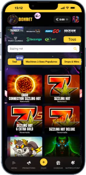 Recherche de Sizzling Hot Deluxe dans le lobby du casino