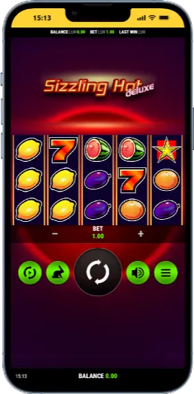 Lancement de Sizzling Hot Deluxe avec une mise sélectionnée
