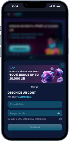 Formular de înregistrare pentru un cont de casino online